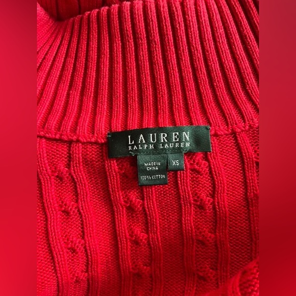 Lauren Ralph Lauren Women’s Red Full Zip Long Sleeve Pockets Sweater Size XS - Picture 12 of 13